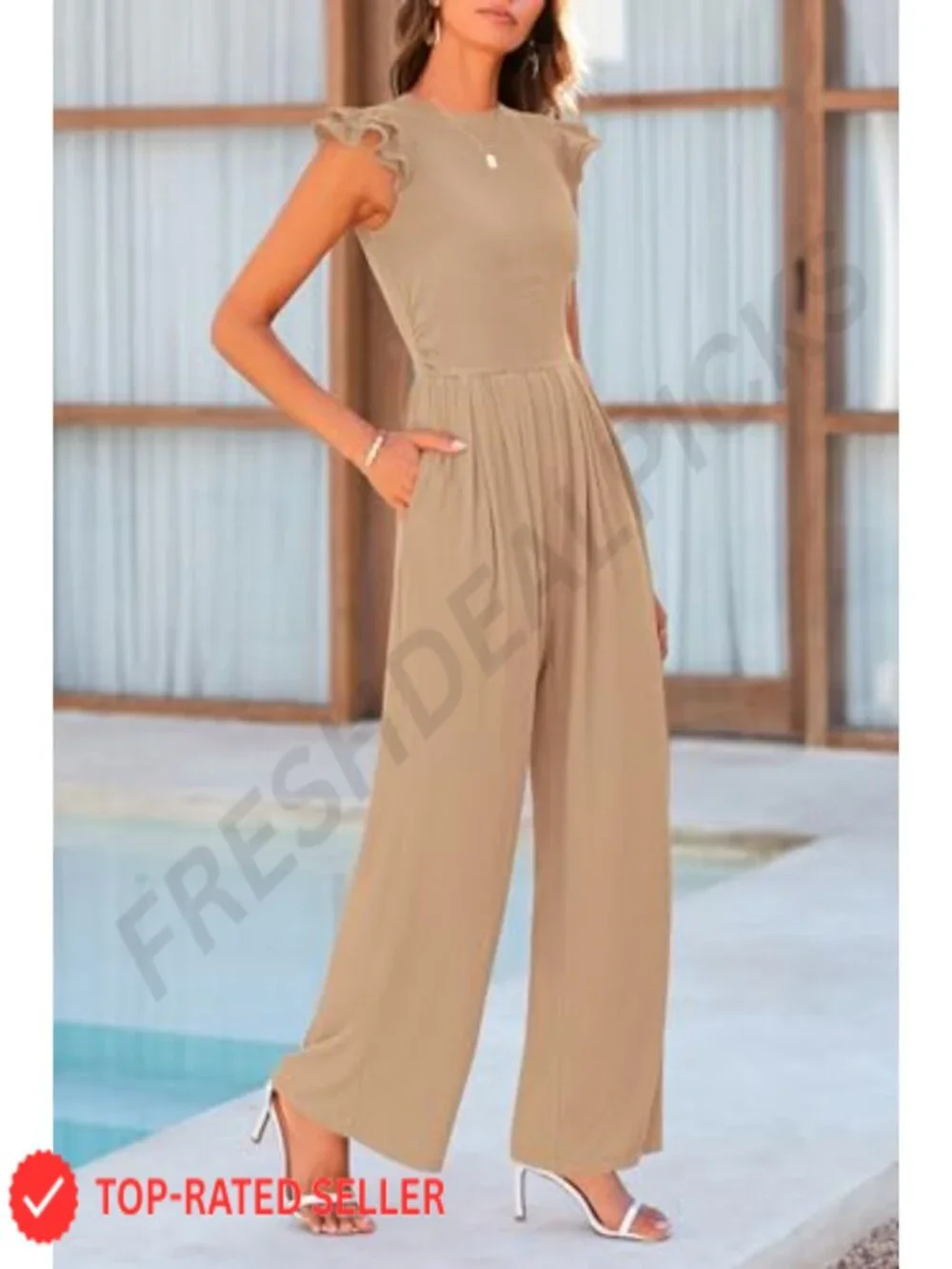 PRETTYGARDEN Cap Sleeve One Piece Jumpsuits for Women | Stretchy Ribbed